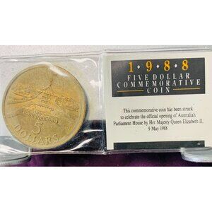 1988 $5 Australian Commemorative Coin By Royal Australian Mint Aluminium Bronze